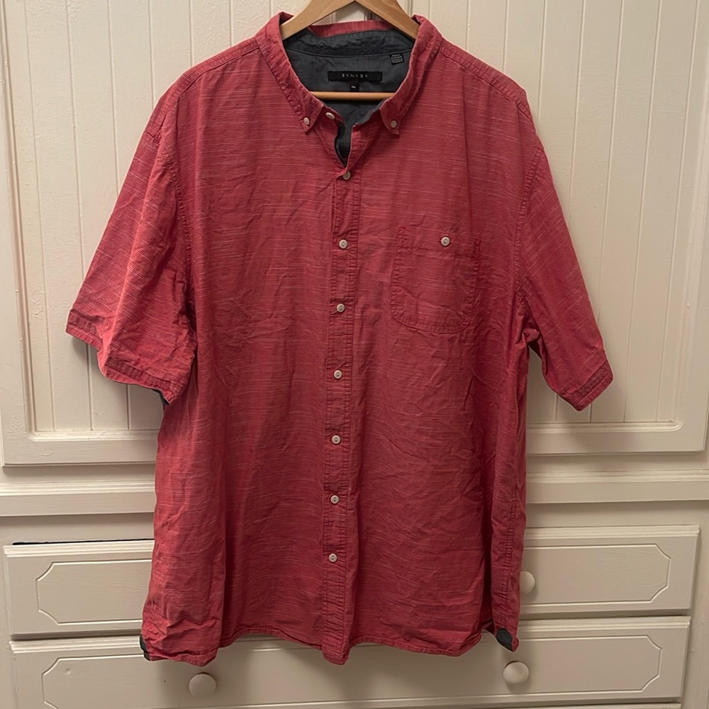Synrgy Big & Tall Men’s 3XL Button Down Shirt red coral colored